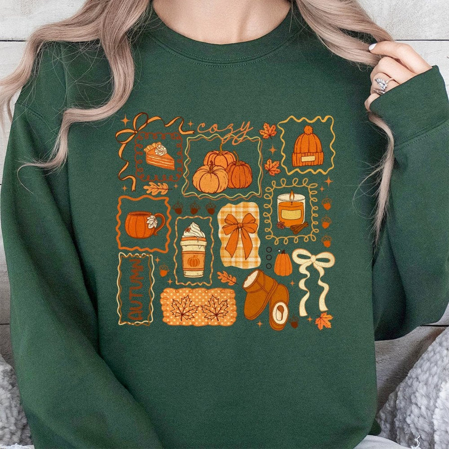 Cozy Season Sweatshirt | Preppy Fall Pumpkin Bow Graphic | Premium Cotton Blend | Aesthetic Autumn Gift For Her