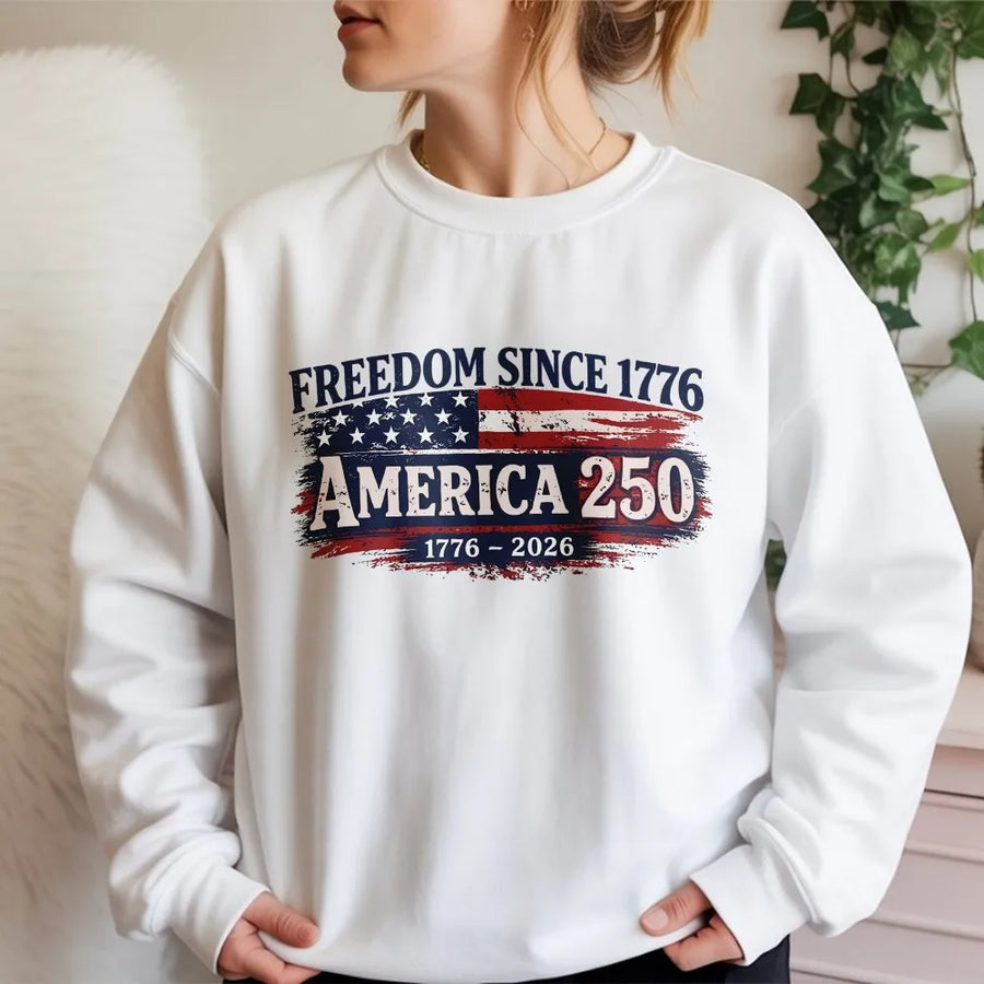 America 250 Sweatshirt | Semiquincentennial 1776-2026 Graphic | Soft Cotton-Polyester Blend | Patriotic Anniversary Gift for Men and Women