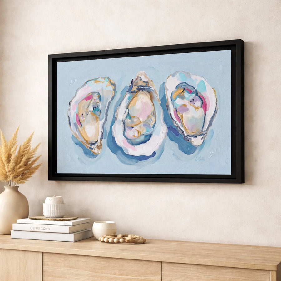 Coastal Oyster Wall Art | Abstract Seashell Canvas Print | Premium Gallery Wrapped Decor | Modern Beach House Gift for Bathroom or Kitchen