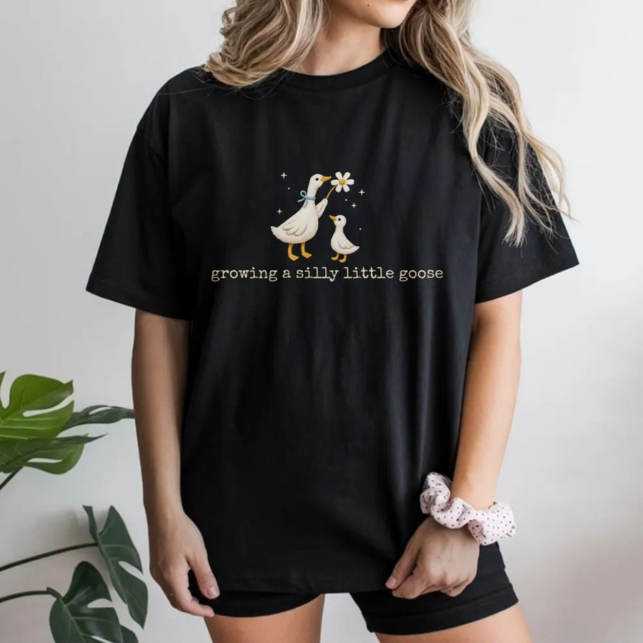 Growing A Silly Little Goose T-Shirt | Funny Pregnancy Announcement | Premium Cotton Unisex Tee | Cute New Mom Gift