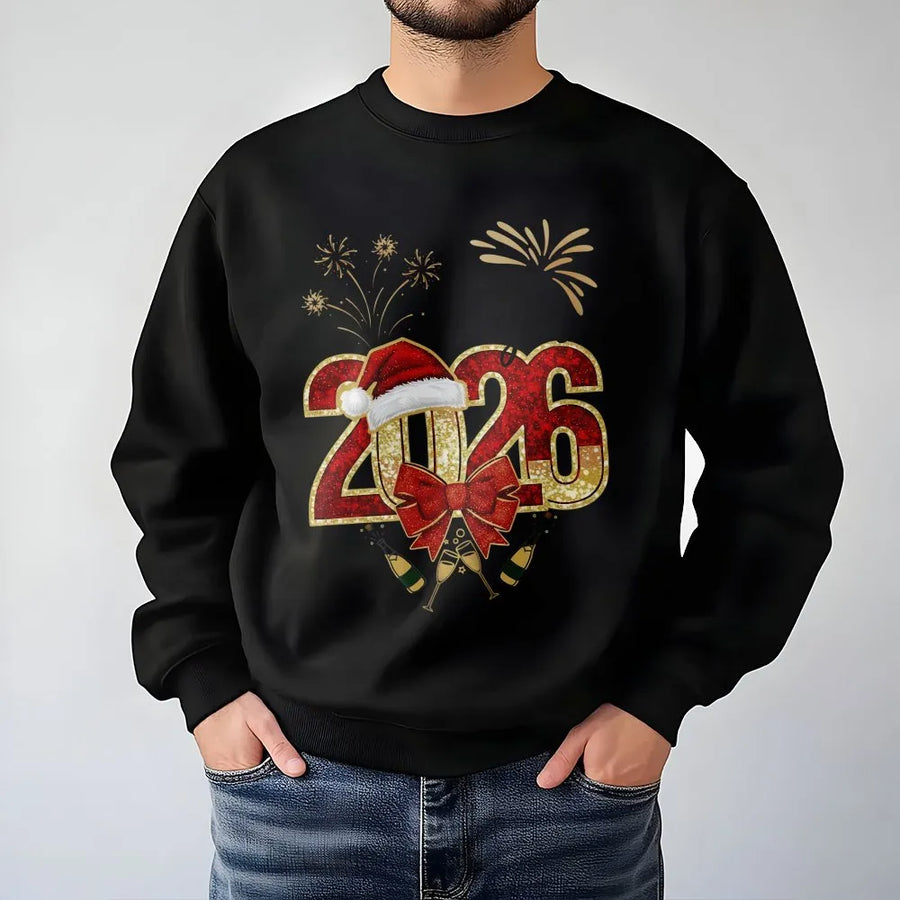 2026 New Year Sweatshirt | Happy New Year Graphic Design | Premium Cotton Blend | Unisex Holiday Party Outfit Gift for Men and Women