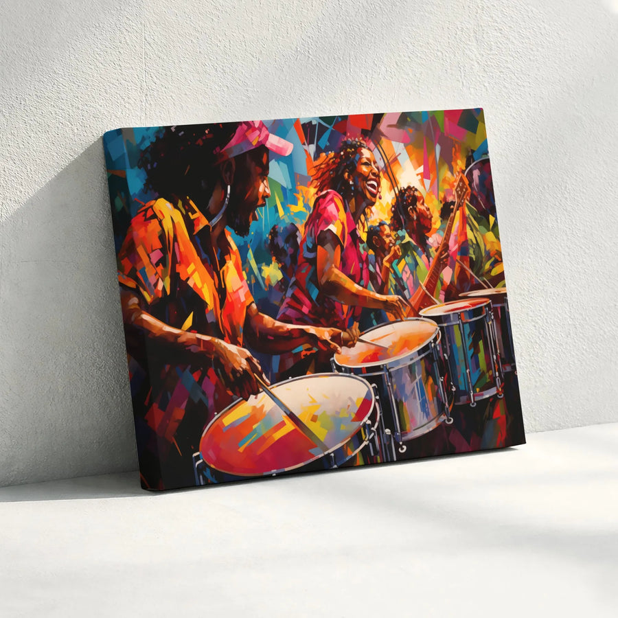African American Musicians Canvas Print | Colorful Abstract Jazz Drummer Wall Art | 1.25-Inch Gallery Wrap | Premium Musical Gift for Music Lovers