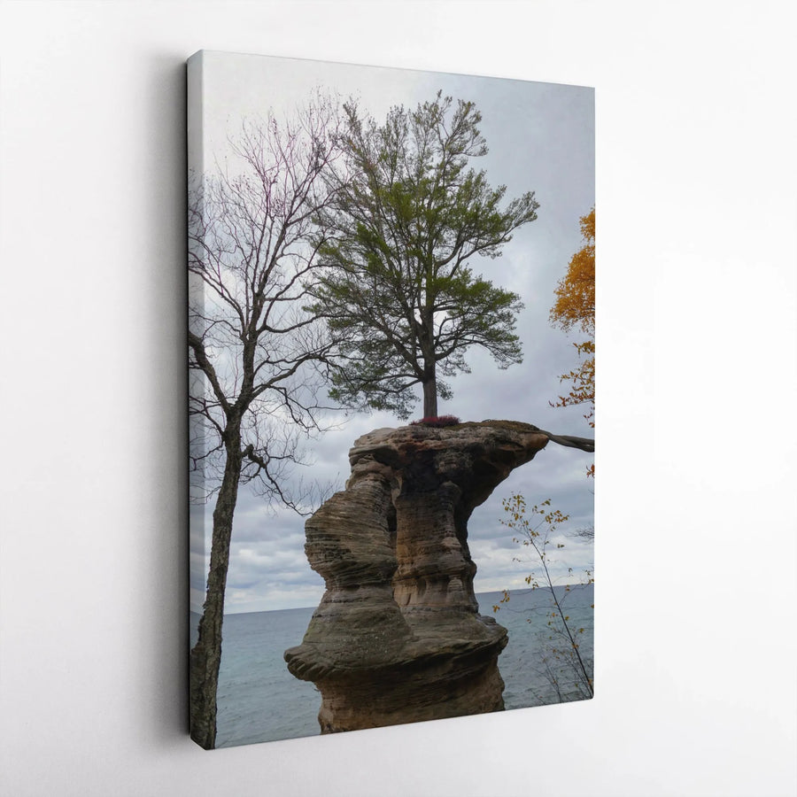 Chapel Rock Pictured Rocks Canvas | Iconic Michigan Landscape Art | Premium 1.25-Inch Gallery Wrap | Nature Wall Decor for Home or Office