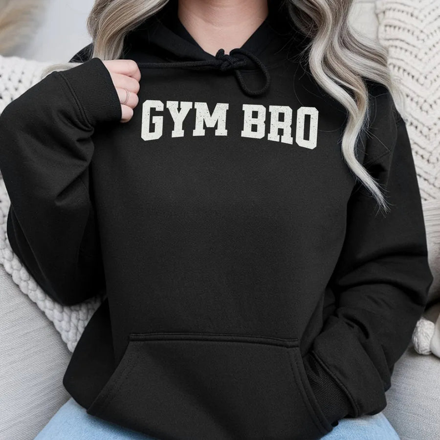 Gym Bro Hoodie | Varsity Lettering Graphic Workout Pullover | Premium Cotton Blend | Gift For Fitness Enthusiasts Men And Women