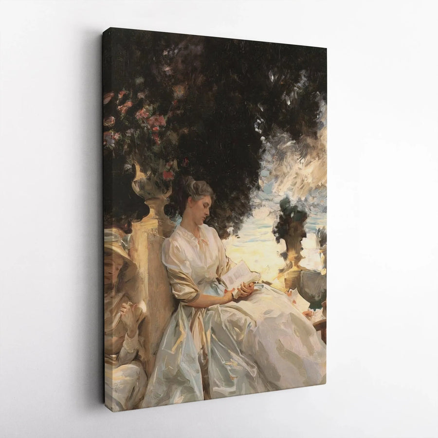 Vintage Woman Reading Canvas Print | Classical Painting Reproduction | Premium 1.25" Thick Gallery Wrap | Collector's Wall Art Gift for Library