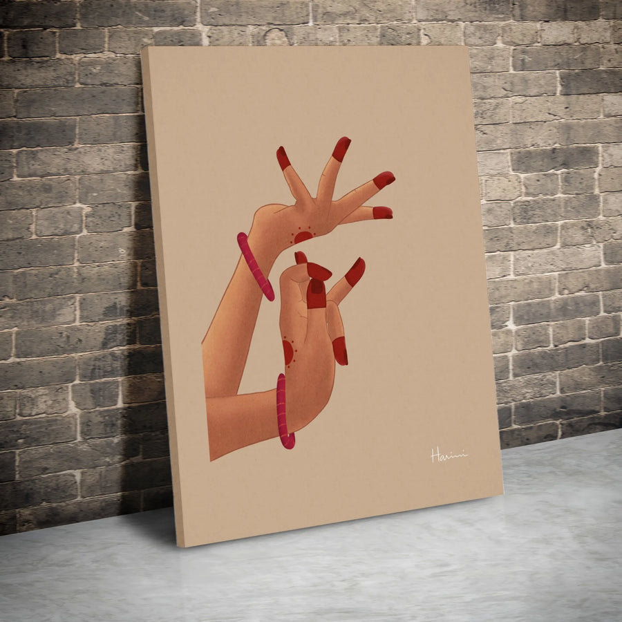 Indian Dance Mudra Canvas Print | Minimalist Bharatanatyam Hand Gesture Art | Premium Thick Canvas | Cultural Decor Gift for Dancer