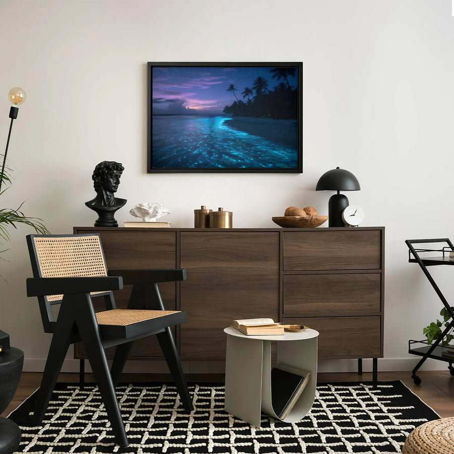 Bioluminescent Beach Wall Art | Tropical Night Ocean Canvas Print | 1.25-Inch Gallery Wrap | Coastal Home Decor Gift for Ocean Lovers