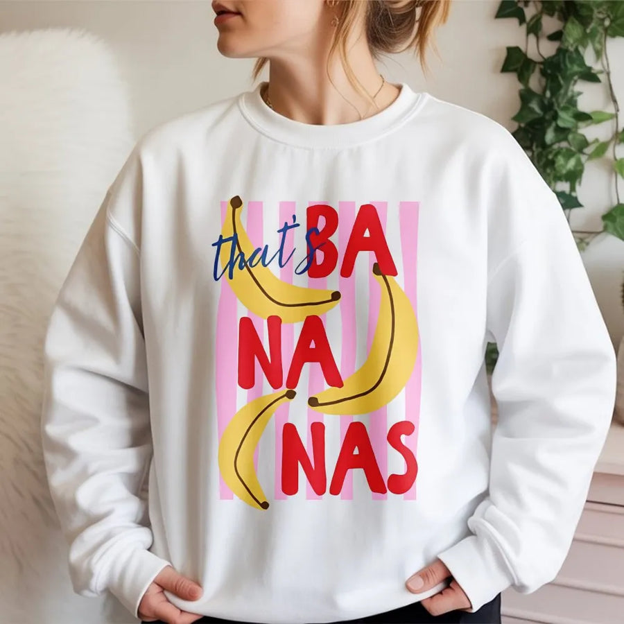 That's Bananas Sweatshirt | Retro Fruit Pun Graphic | Premium Cotton-Blend Pullover | Trendy Summer Gift for Food Lovers