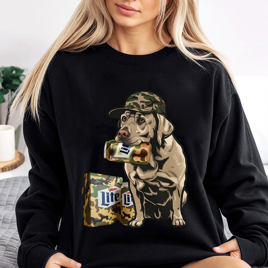 Miler Lite Labrador Hunting Dog Camo Pattern Unisex Sweatshirt Sweatshirt,Miller Beer Lovers Sweatshirt Classic Menswear Tops
