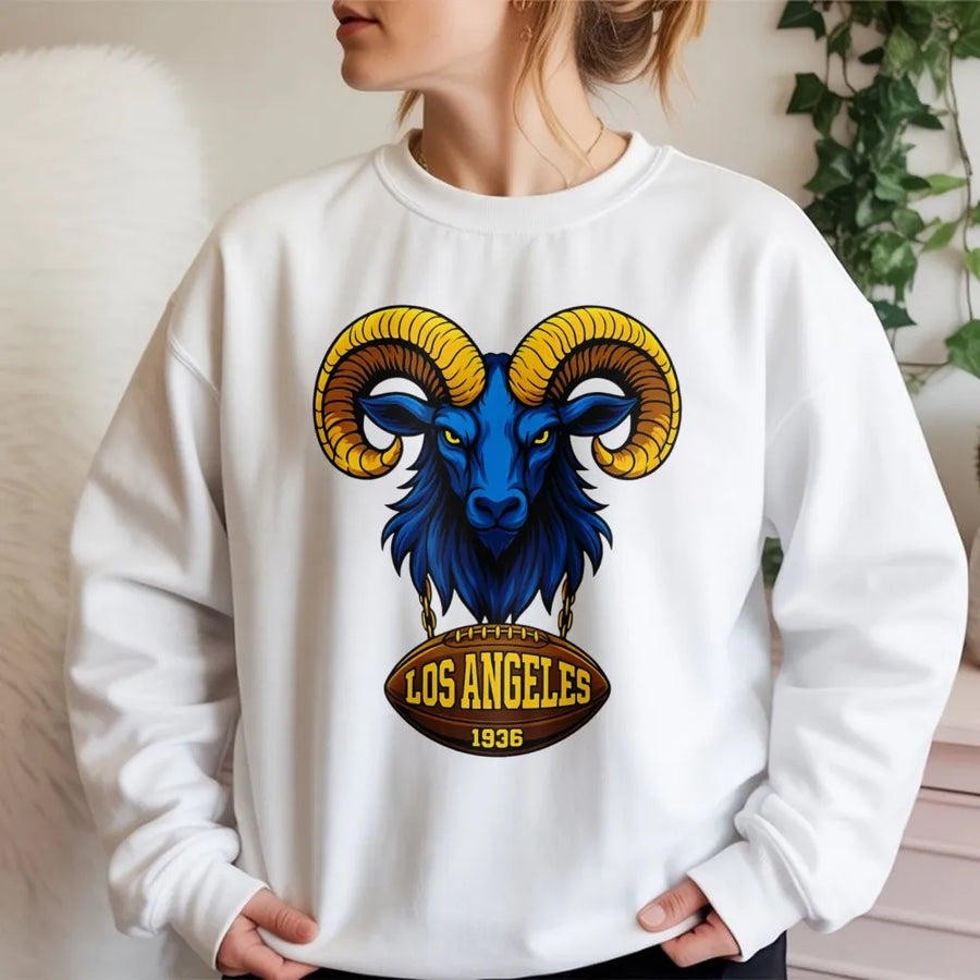 Los Angeles Ram Sweatshirt, Bold Goat Head & Football Graphic, Casual Streetwear – Add To Cart Buy Now Sweatshirt, Sporty