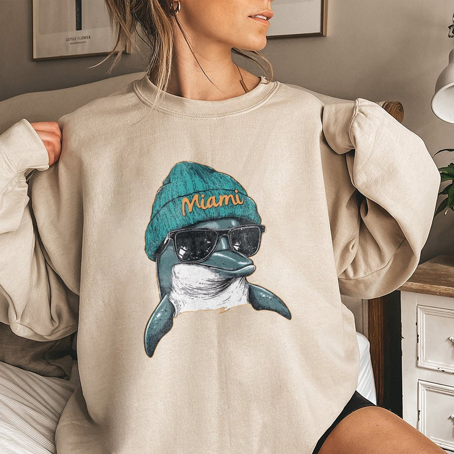 Miami Dolphins Football Sweatshirt Miami Mascot Miami Hometown Miami Spirit Animal Sweatshirt