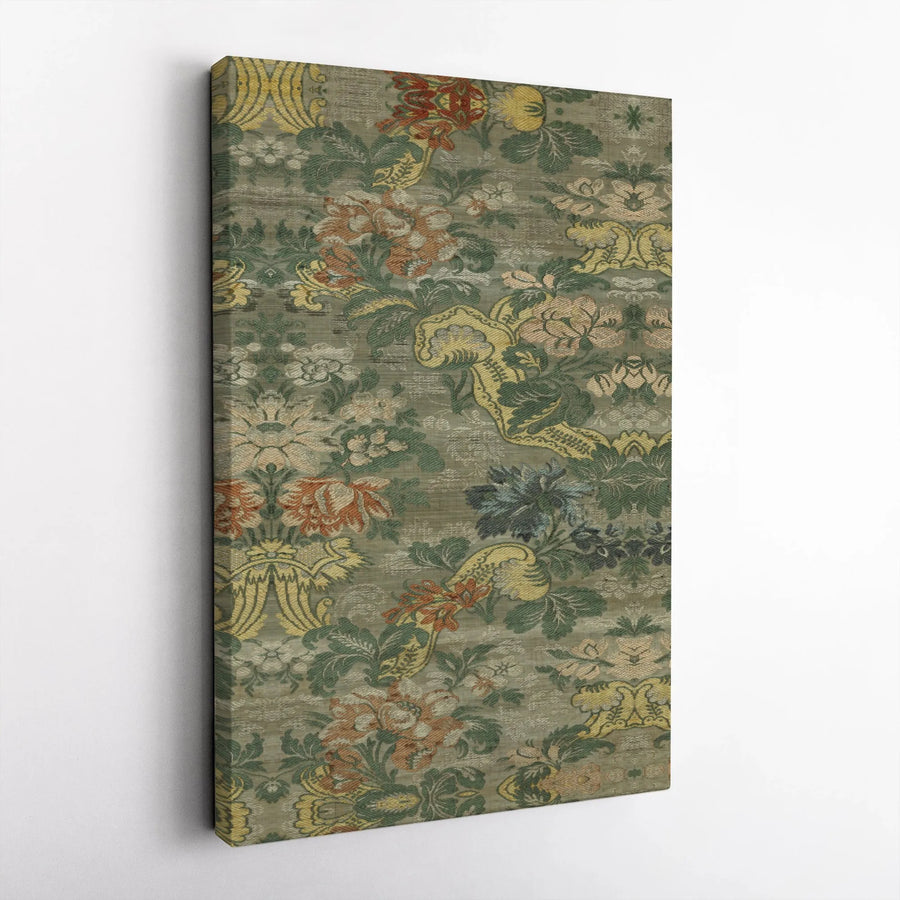 Vintage Tapestry Canvas Wall Art | Ornate Botanical Brocade Print | Thick Gallery Wrap Premium Canvas | Elegant Home Decor Gift