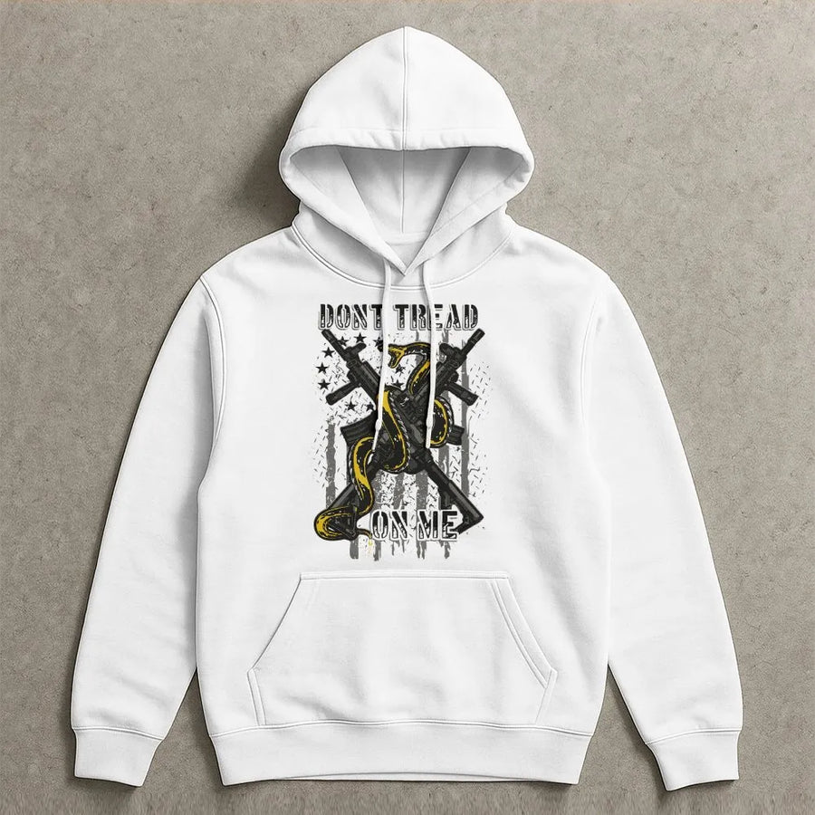 Dont Tread On Me Hoodie | Gadsden Flag Tactical Rifle Design | Premium Cotton Blend | Patriotic Apparel For Men And Women