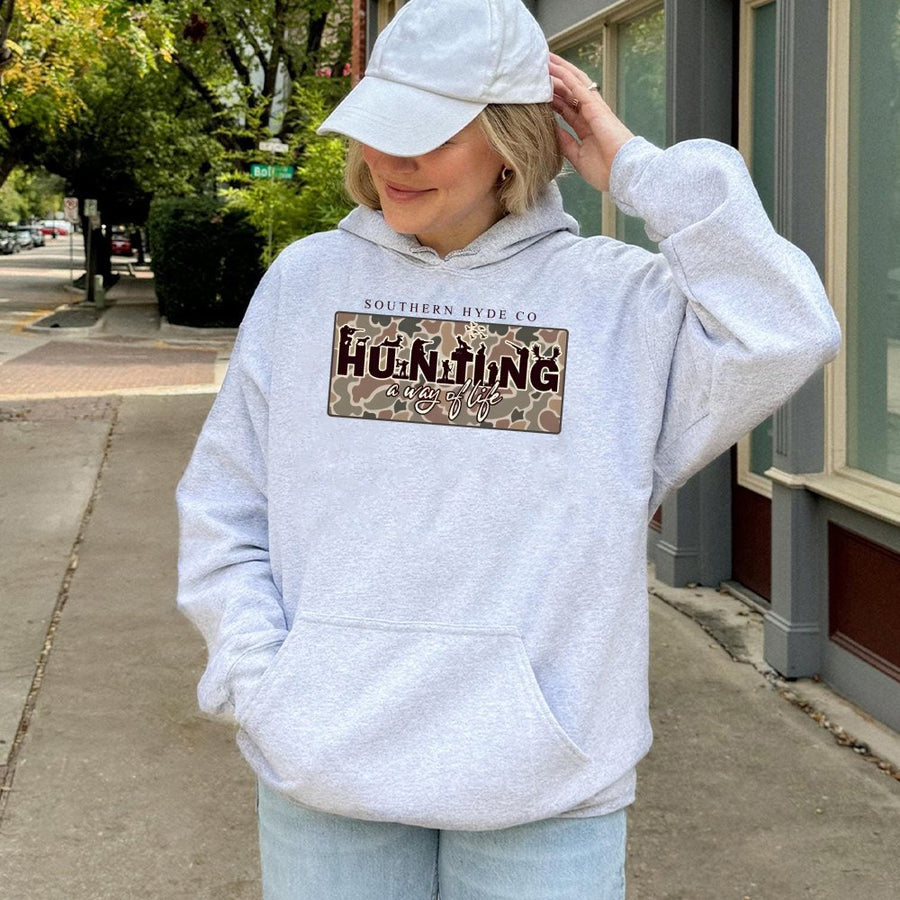 Hunting Hoodie | Way Of Life Camo Graphic Print | Cotton-Poly Premium Blend | Gift For Hunter Men And Women Outdoors Apparel