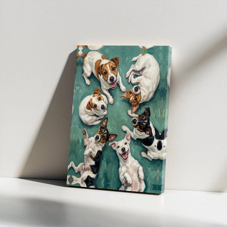 Jack Russell Terrier Canvas Wall Art | Playful Puppy Painting Print | Premium Gallery Wrapped Canvas | Gift for Dog Lover & Vet Office Decor
