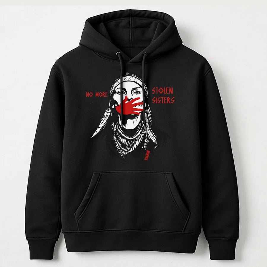 No More Stolen Sisters Hoodie | MMIW Red Handprint Graphic Tee | Premium Cotton | Indigenous Rights Awareness Gift
