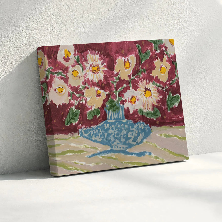 Floral Still Life Canvas Art | Cranberry Floral Bouquet Print | Premium Gallery-Quality Canvas | Modern Farmhouse Wall Decor Gift