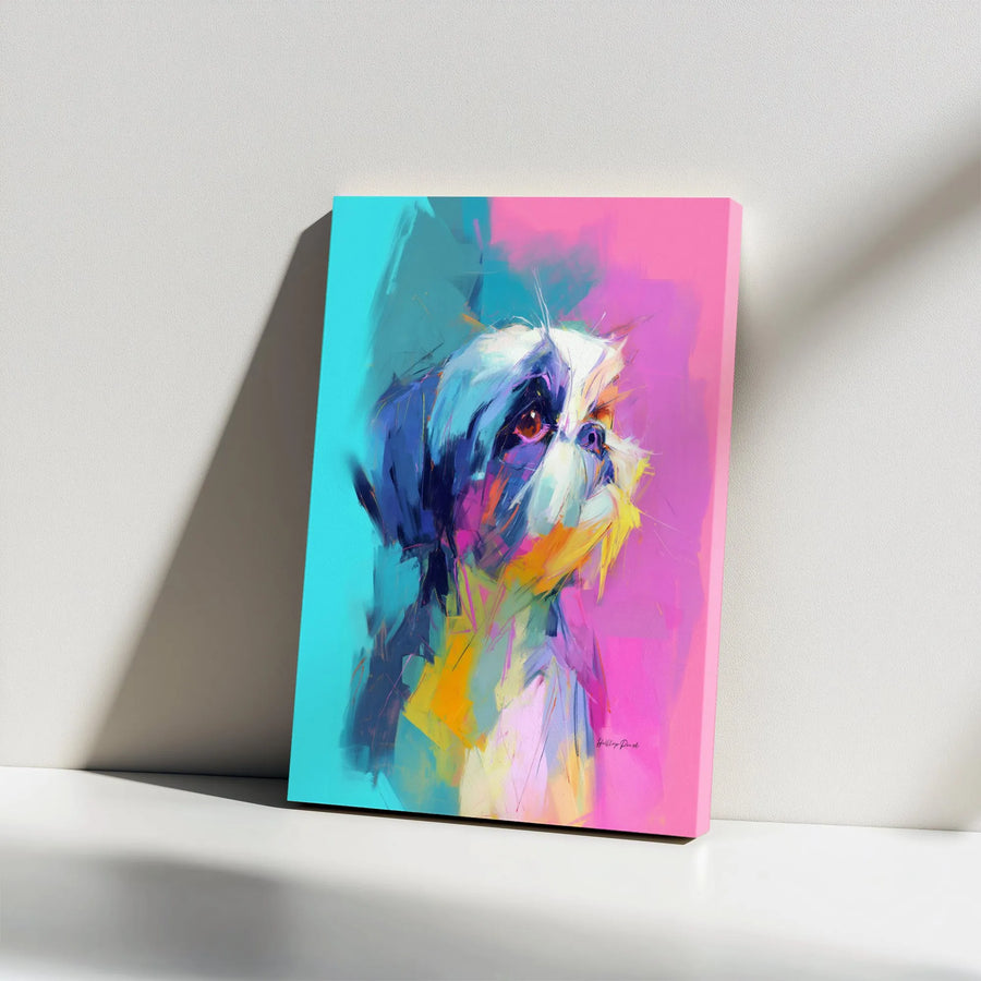Shih Tzu Canvas Wall Art | Colorful Abstract Dog Portrait | Premium Gallery Quality Print | Modern Home Decor Gift for Dog Lovers