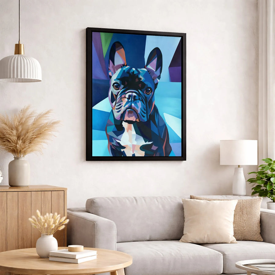 French Bulldog Canvas Print | Colorful Geometric Polygonal Pop Art | 1.25 Inch Premium Gallery Wrap | Dog Lover Wall Decor Gift