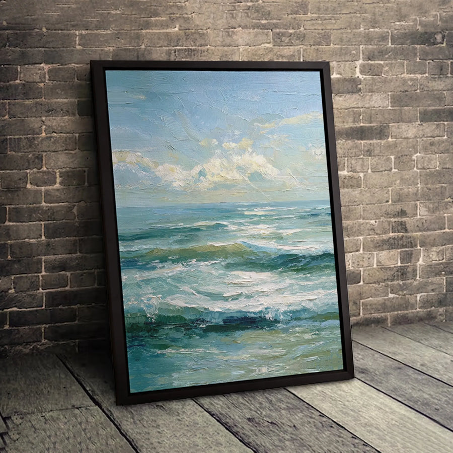 Ocean Waves Wall Art | Impasto Oil Painting Style Seascape | Premium 1.25-Inch Gallery Canvas | Coastal Decor Gift for Home and Office