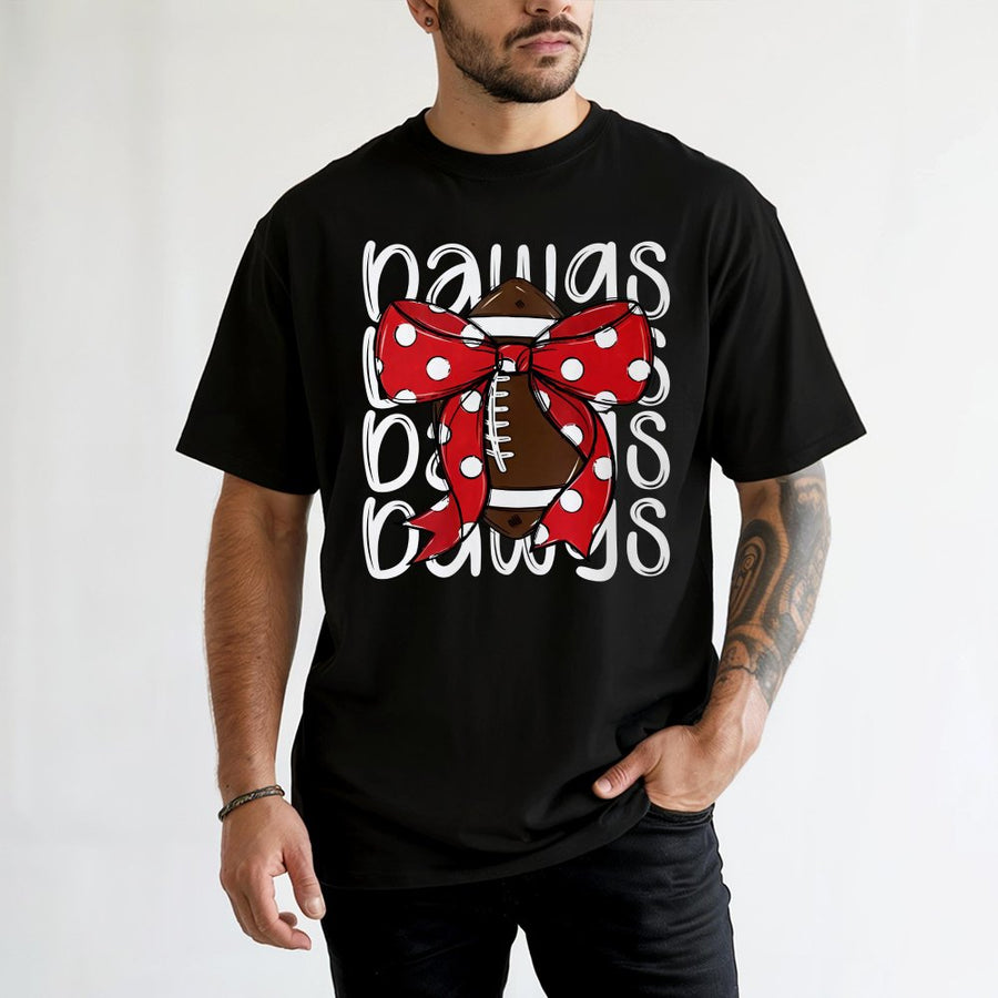 Cute Georgia Dawgs T-Shirt With Football Bow Georgia Football Unisex T-Shirt Gift For Her Or Him On Game Days