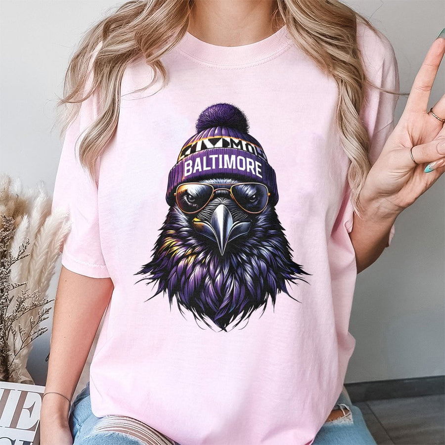 Iv Mm Baltimore Raven Mascot With Sunglasses And Beanie T-Shirt
