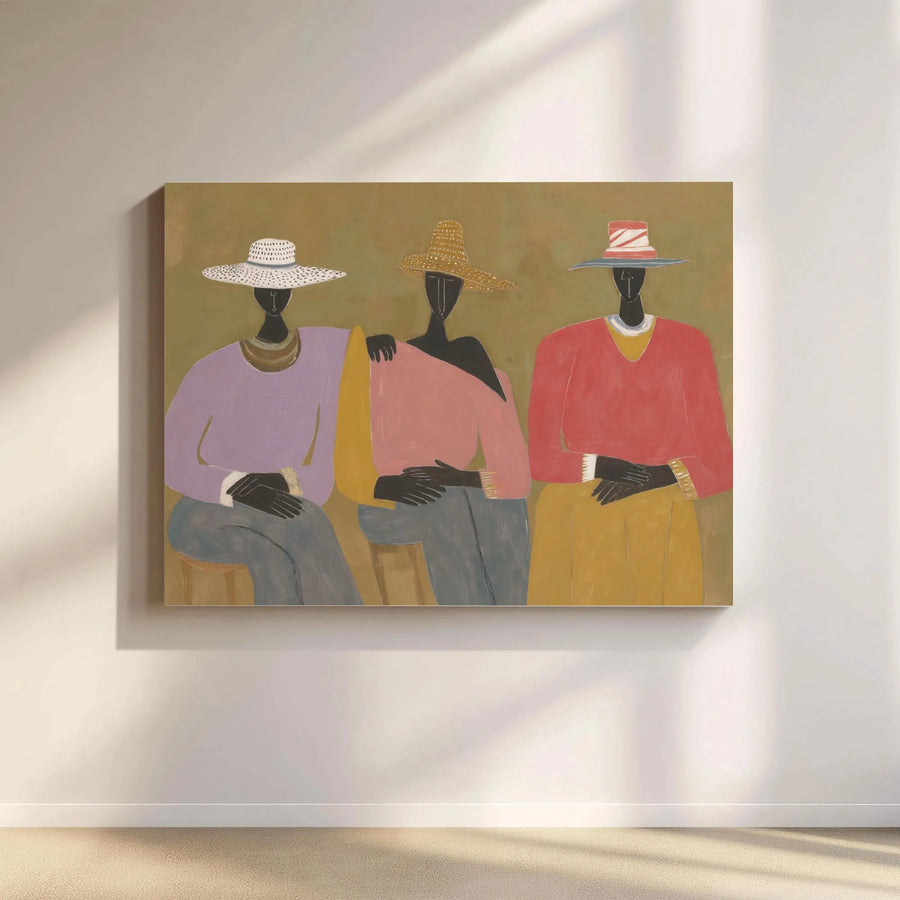 African American Women Wall Art | Figurative Mid Century Modern Canvas Print | Premium Fade-Resistant Gallery Wrap | Elegant Home Office Decor Gift