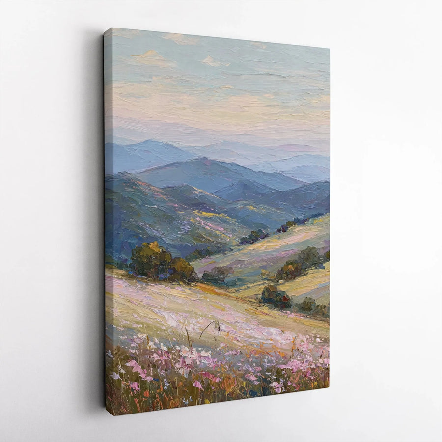 Mountain Landscape Canvas Wall Art | Impressionist Wildflower Valley Print | Premium 1.25 Inch Gallery Wrap | Nature Home Decor Gift