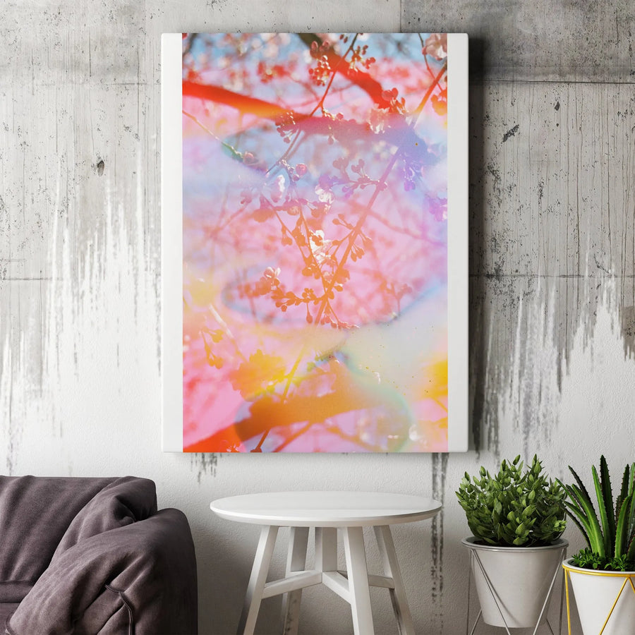 Abstract Cherry Blossom Canvas Wall Art | Vibrant Spring Floral Photography | Premium Gallery Wrapped Canvas | Modern Home Decor Gift