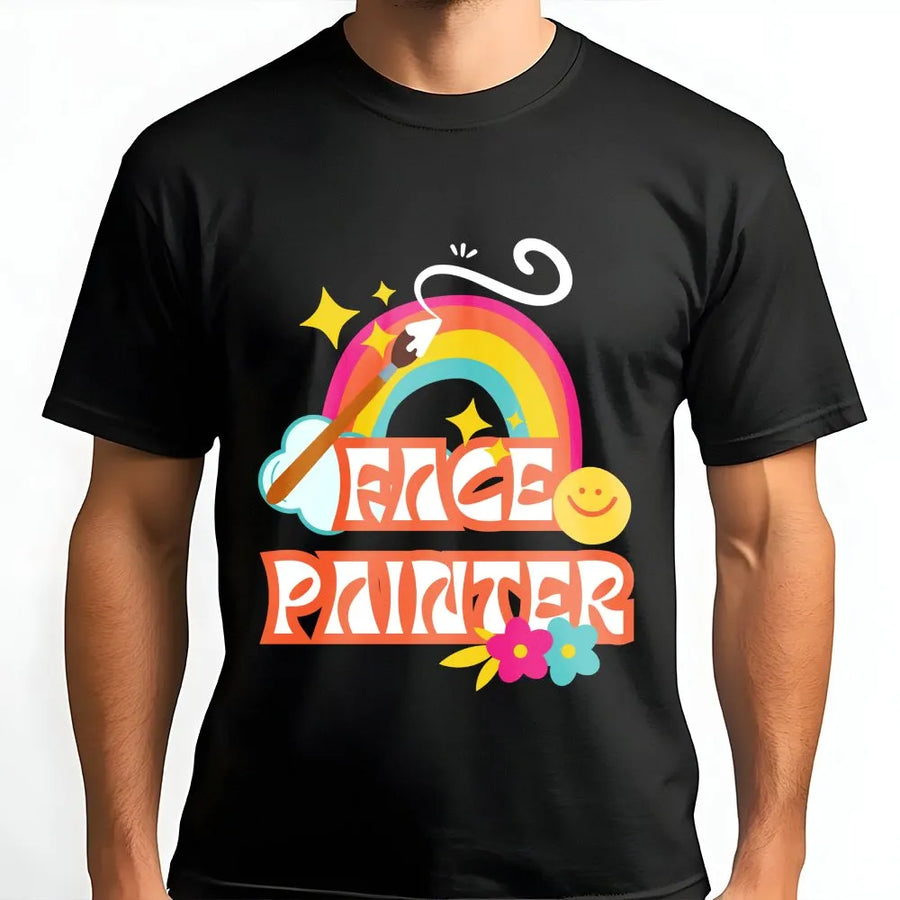 Face Painter T-Shirt | Retro Rainbow Graphic Tee | Soft Cotton Shirt | Gift for Face Painting Artist