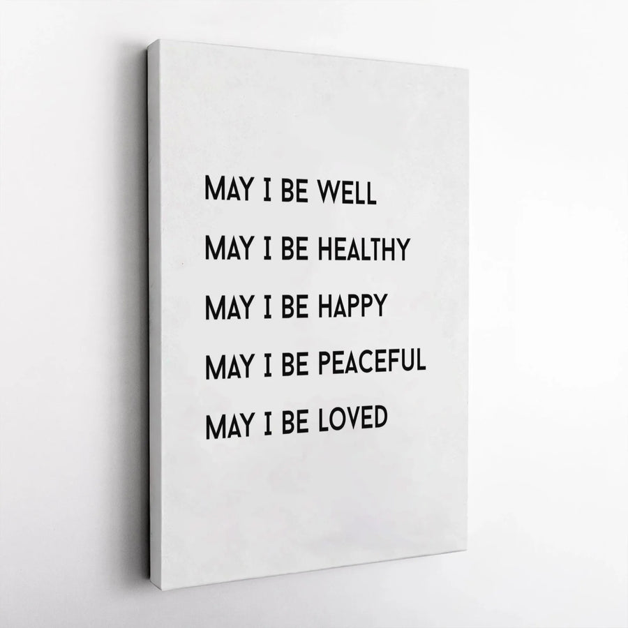 Mindfulness Wall Art | May I Be Well Loving Kindness Meditation Quote | Gallery-Wrapped Canvas Print | Zen Home Decor Gift for Yoga Lovers