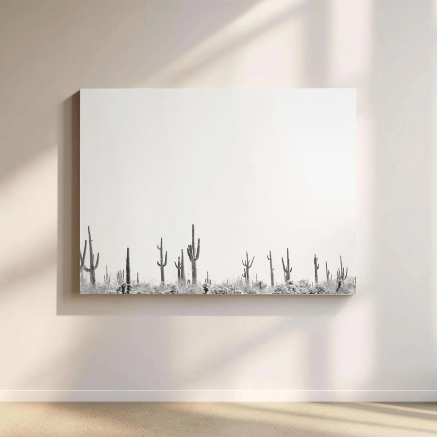 Saguaro Desert Canvas Print | Minimalist Black and White Photography | Premium Gallery Wrap Wall Art | Southwestern Home Decor Gift