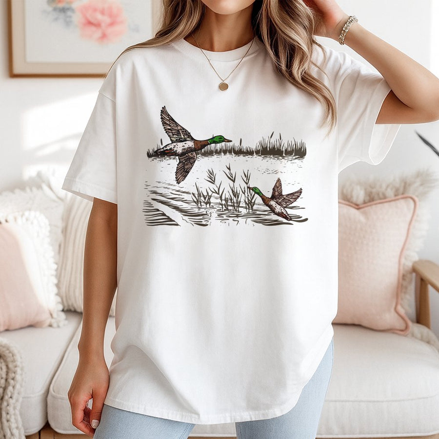 Mallard Duck T-Shirt | Vintage Waterfowl Graphic Print | 100% Cotton Premium Tee | Nature Lover Wildlife Birding Gift Shirt