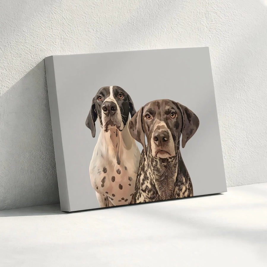 German Shorthaired Pointer Canvas Print | Realistic Double Dog Portrait | Premium Thick Gallery Wrap Canvas | Gift for GSP Owner & Hunter
