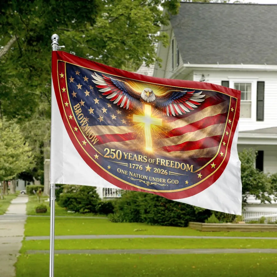 Patriotic House Flag | American Eagle & Cross 1776-2026 Design | Weather Resistant Polyester | Commemorative Yard Decor Gift