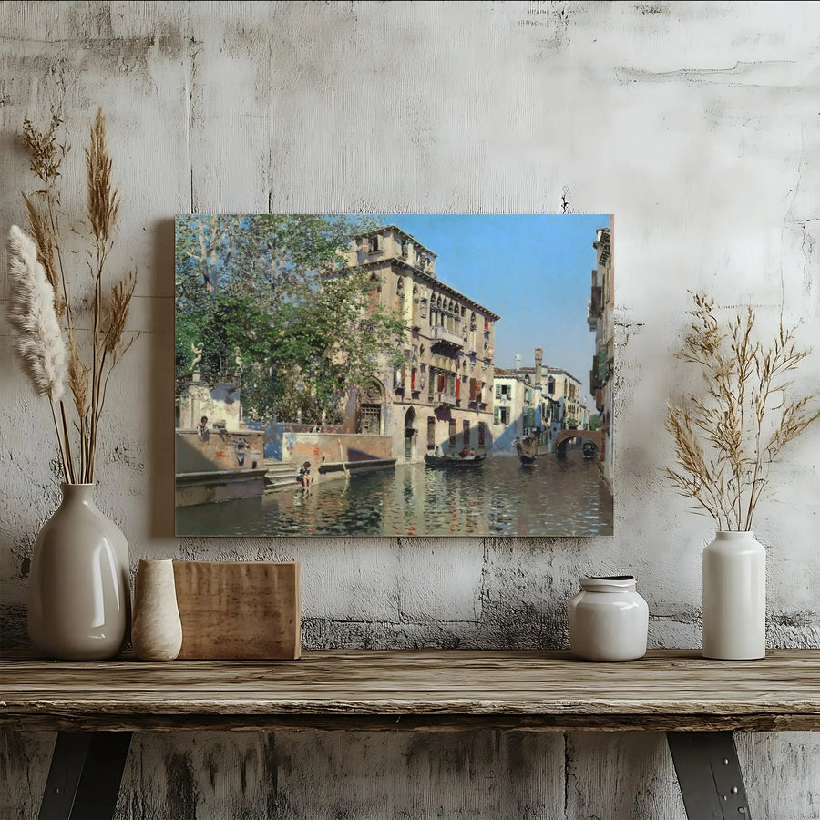 Venice Canal Painting Canvas | Martin Rico y Ortega Print | Premium Stretched Canvas | Collector's European Home Decor Gift