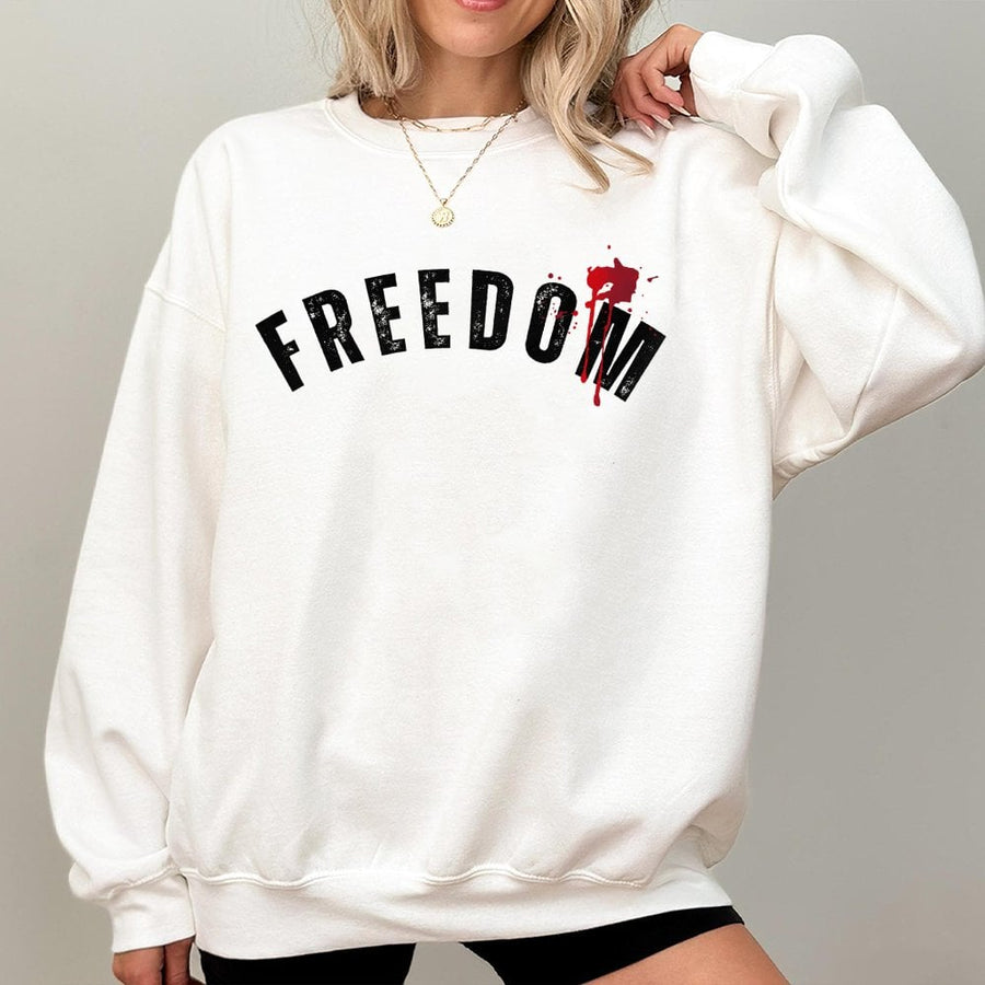 Freedom Sweatshirt | Distressed Americana Typography Graphic | Premium Cotton Blend | Unisex Patriotic Gift for Conservatives