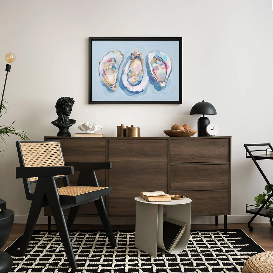 Coastal Oyster Wall Art | Abstract Seashell Canvas Print | Premium Gallery Wrapped Decor | Modern Beach House Gift for Bathroom or Kitchen