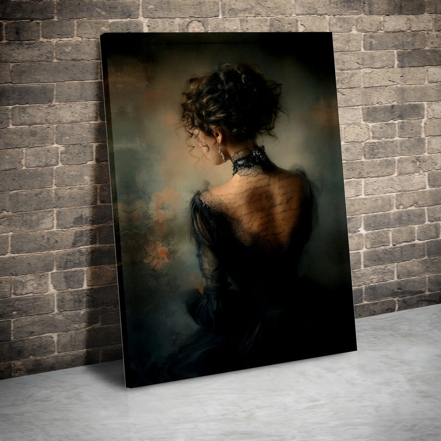 Victorian Woman Wall Art | Gothic Dark Academia Portrait Canvas | Gallery-Quality 1.25" Profile | Moody Romantic Home Decor Gift