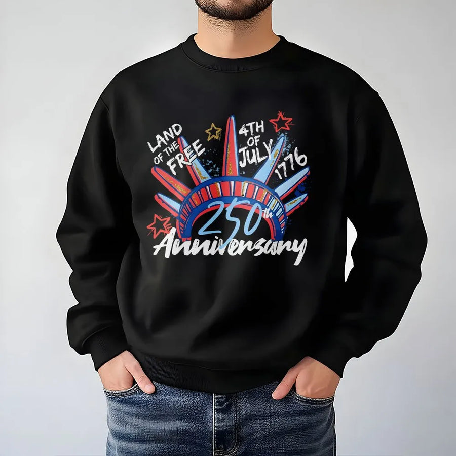 USA 250th Anniversary Sweatshirt | Land of the Free 1776 Graphic | Premium Cotton Blend Sweatshirt | Patriotic Gift for Men Women