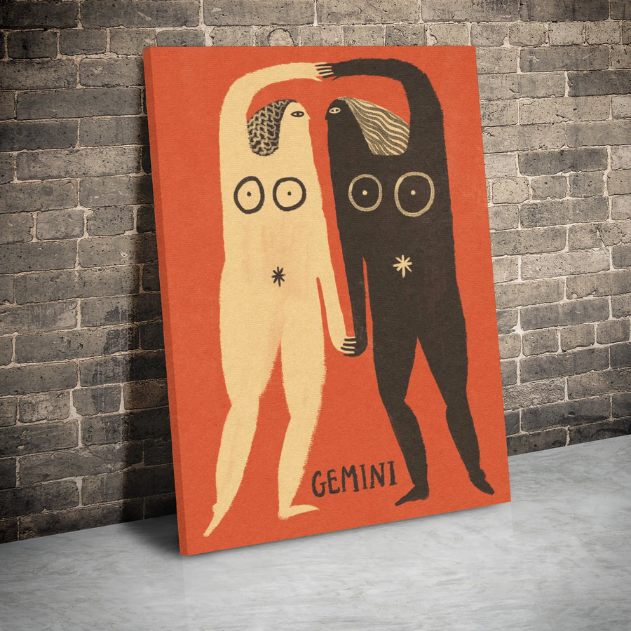 Gemini Zodiac Wall Art | Abstract Twins Astrology Canvas Print | 1.25 Inch Gallery Wrap | Unique Birthday Gift for Her