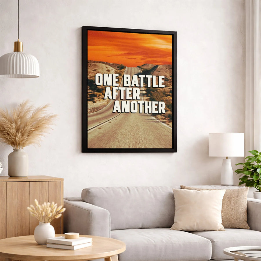 One Battle After Another Motivational Canvas | Desert Road Aesthetic Print | Premium Gallery Wrapped Wall Art | Inspirational Office Gift for Men