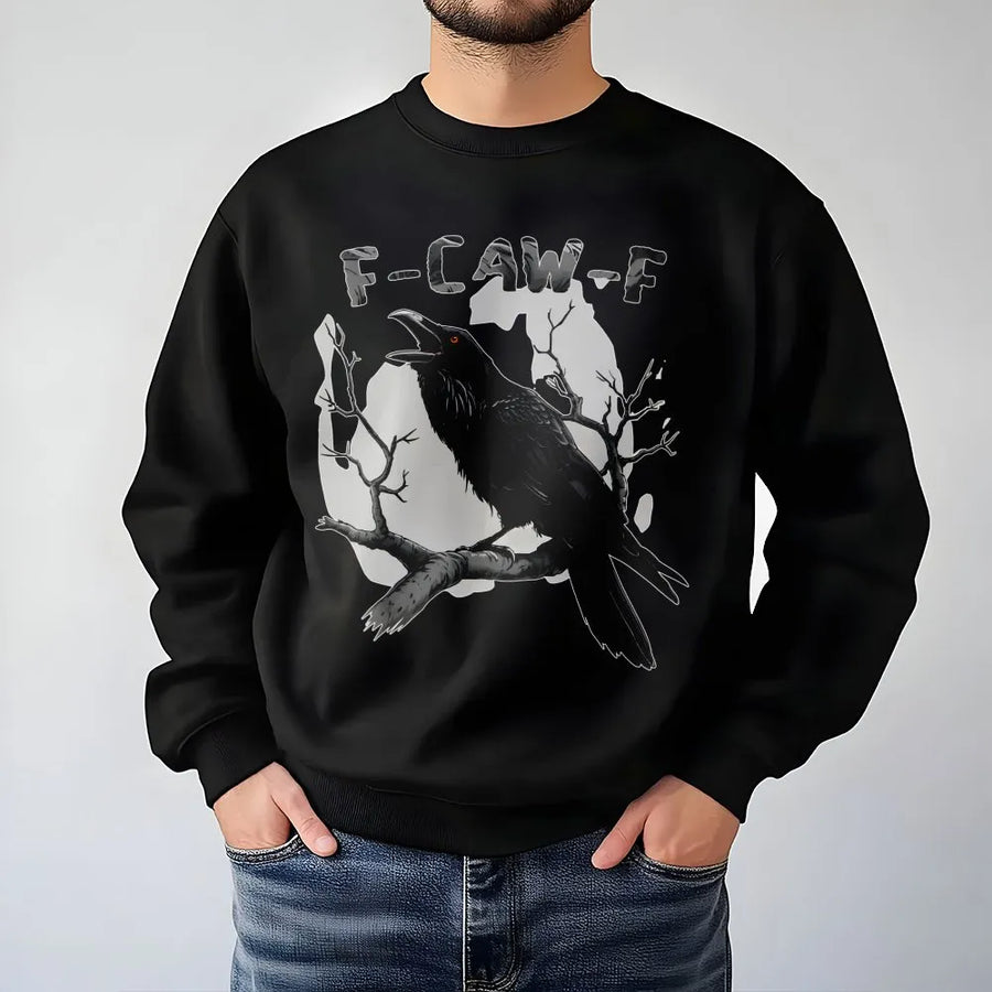 Raven Sweatshirt | Spooky Moonlit Crow Graphic Design | Premium Cotton-Poly Blend | Gothic Witchy Aesthetic Gift for Nature Lovers