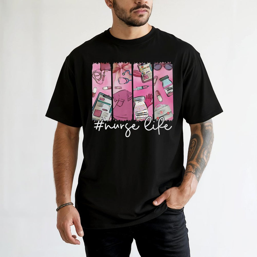 Nurse Life T-Shirt | Medical Graphic Nursing Aesthetic Print | 100% Soft Cotton Premium Tee | Gift for Registered Nurse RN Nursing Student