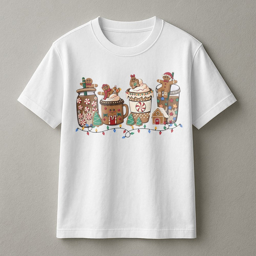 Christmas Gingerbread Hot Cocoa T-Shirt | Cute Holiday Coffee Graphic Tee | Premium 100% Cotton | Festive Gift for Coffee Lovers