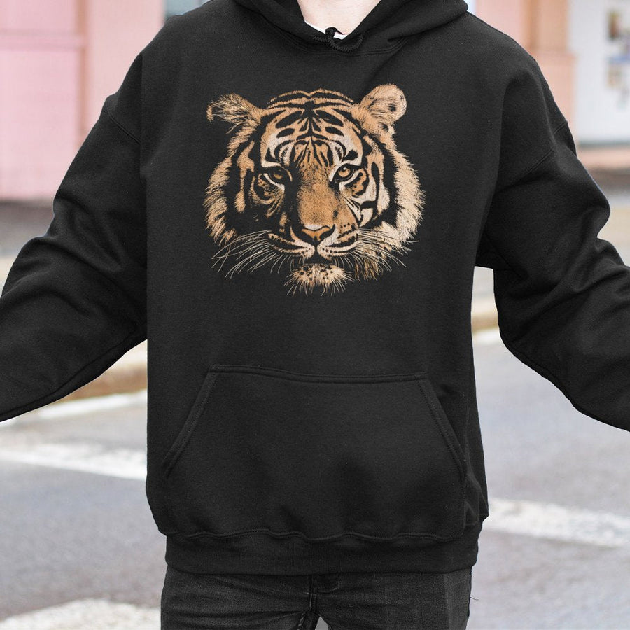 Tiger Graphic Hoodie | Retro Wildlife Print Sweatshirt | Premium Cotton Blend | Unisex Comfort Gift for Animal Lovers