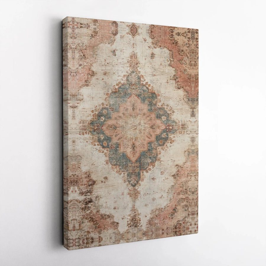 Vintage Persian Rug Canvas Art | Distressed Medallion Print | Premium Gallery Wrapped Canvas | Bohemian Farmhouse Wall Decor Gift
