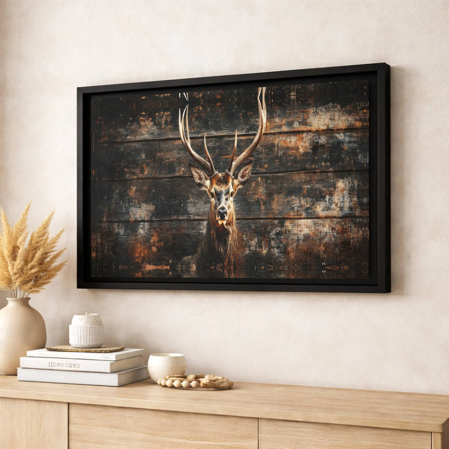 Rustic Stag Canvas Print | Woodland Deer Wildlife Wall Art | Premium Gallery Wrapped Decor | Modern Farmhouse Living Room Gift