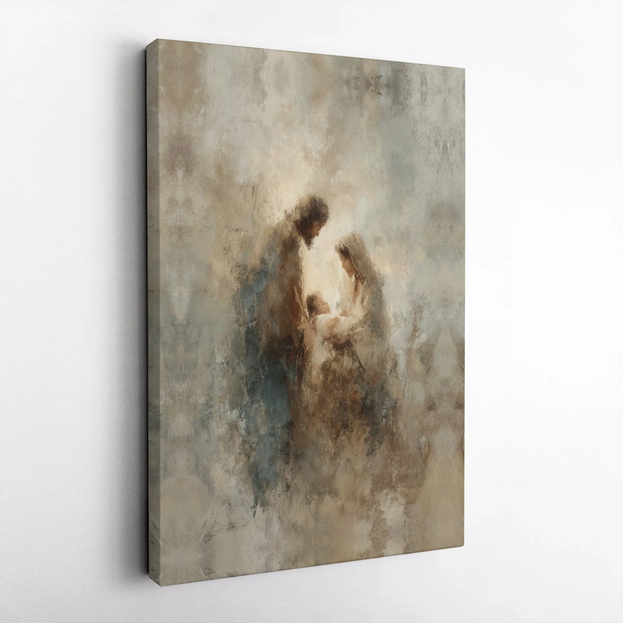 Nativity Scene Canvas Print | Abstract Holy Family Wall Art | Premium Fade-Resistant Gallery Wrap | Christian Home Decor Gift
