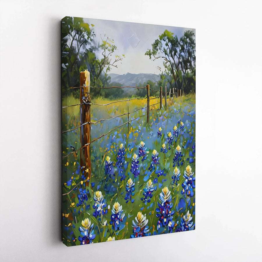 Texas Bluebonnet Canvas Wall Art | Impressionist Wildflower Painting | Premium Thick Gallery Wrap | Southwestern Home Decor Gift